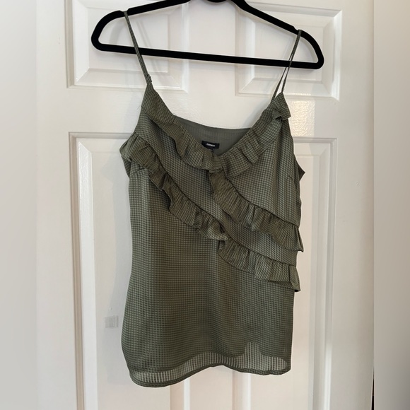 Express Olive Polka Dot Ruffle Camisole - Size M - NWT - Picture 3 of 6
